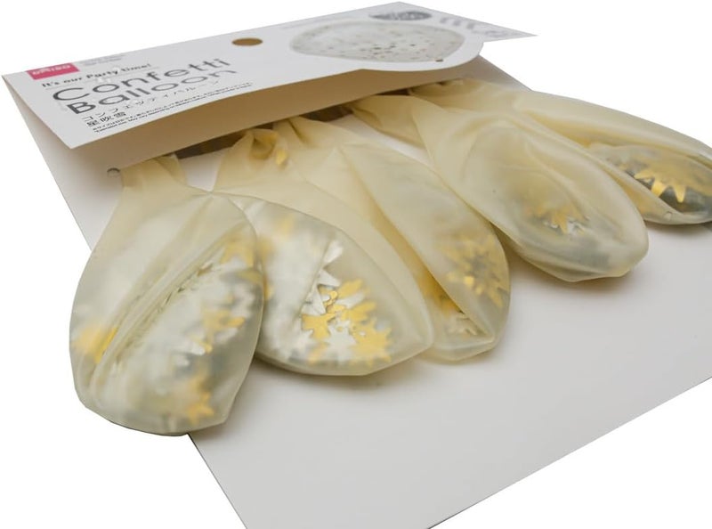 DAISO Confetti Balloons | 12 Inch | Star Confetti Design | Party Decoration | 5 Pcs Set - Image 2